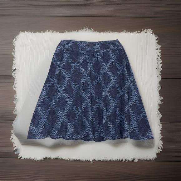 Croft & Barrow Skirt Womens Size 14 Blue Diamond Pattern Lined Velvet Soft Y2K - Picture 1 of 9